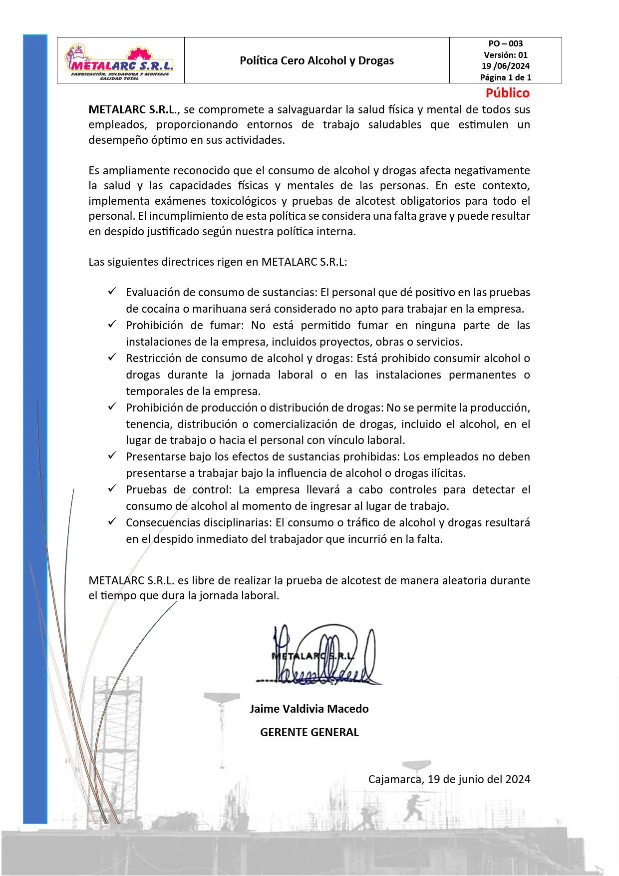 Política Alcohol y Drogas
