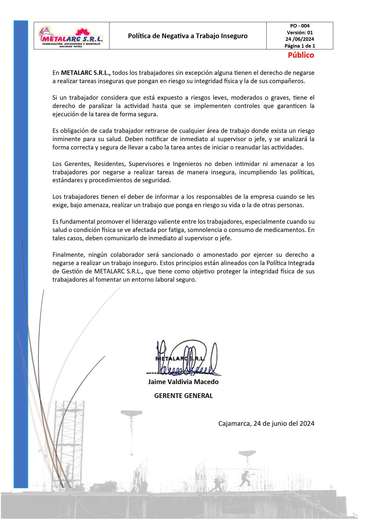 Política Negativa Trabajo Inseguro